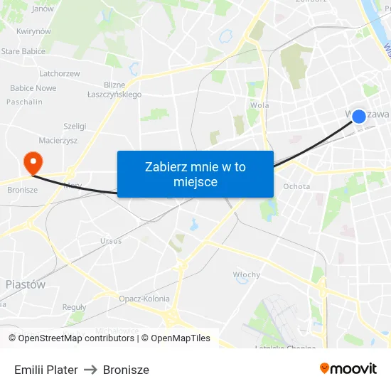 Emilii Plater to Bronisze map