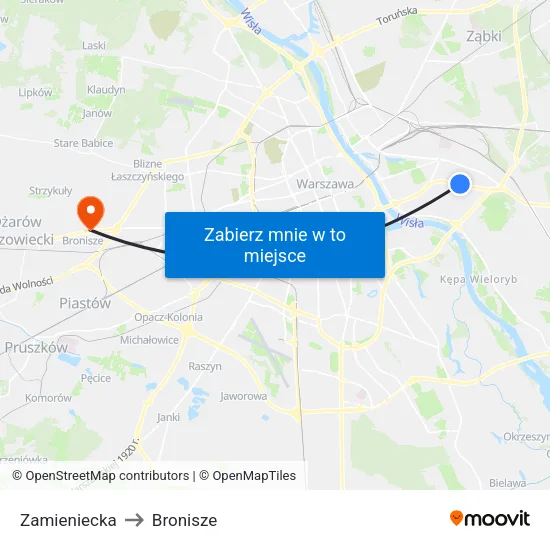 Zamieniecka to Bronisze map