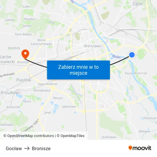 Gocław to Bronisze map