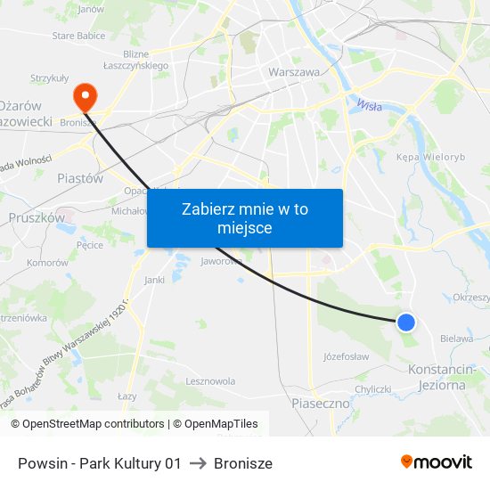 Powsin - Park Kultury 01 to Bronisze map