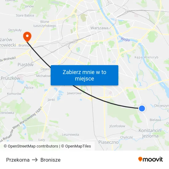 Przekorna to Bronisze map