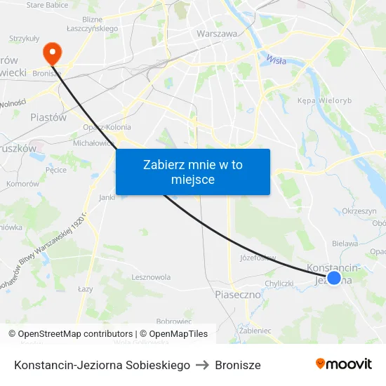 Konstancin-Jeziorna Sobieskiego to Bronisze map