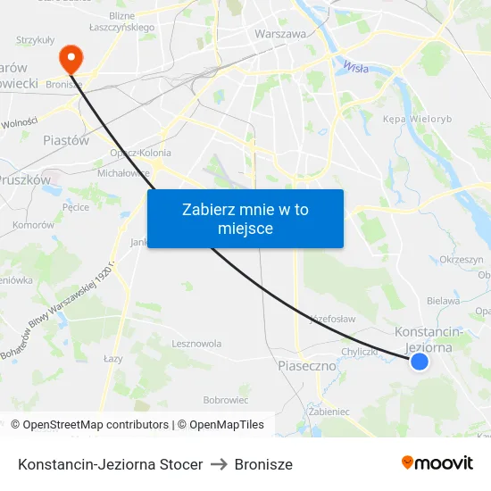 Konstancin-Jeziorna Stocer to Bronisze map