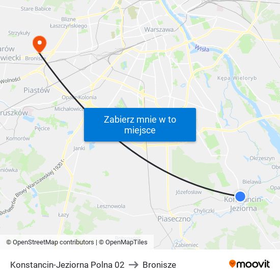 Konstancin-Jeziorna Polna 02 to Bronisze map