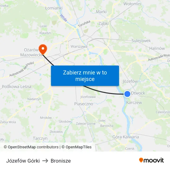 Józefów Górki to Bronisze map