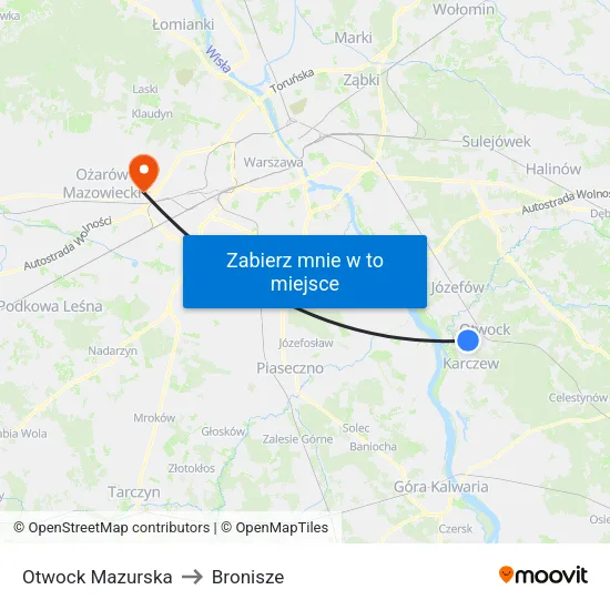 Otwock Mazurska to Bronisze map