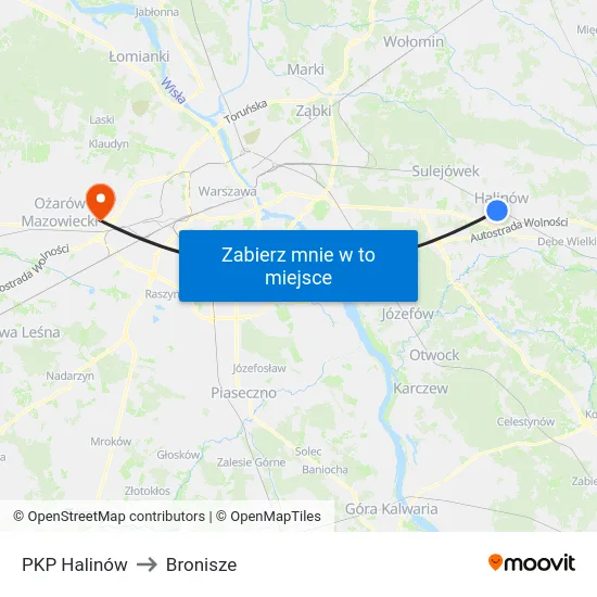 PKP Halinów to Bronisze map