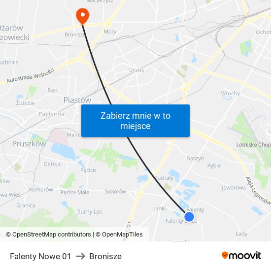 Falenty Nowe 01 to Bronisze map
