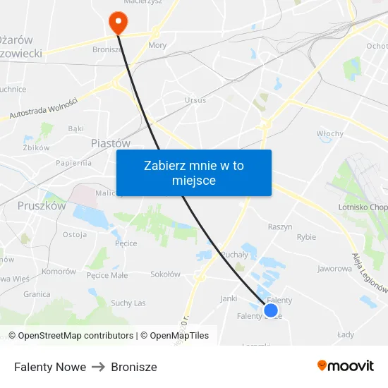 Falenty Nowe to Bronisze map