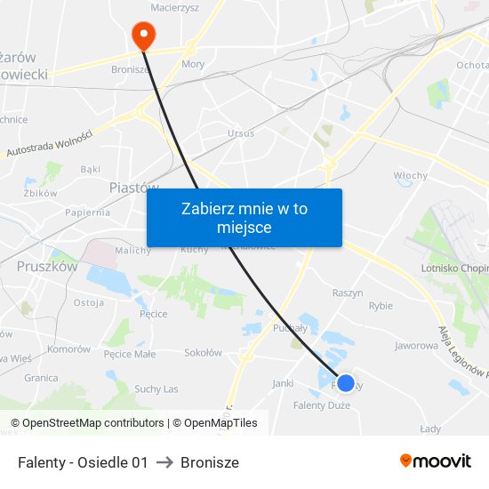 Falenty - Osiedle 01 to Bronisze map