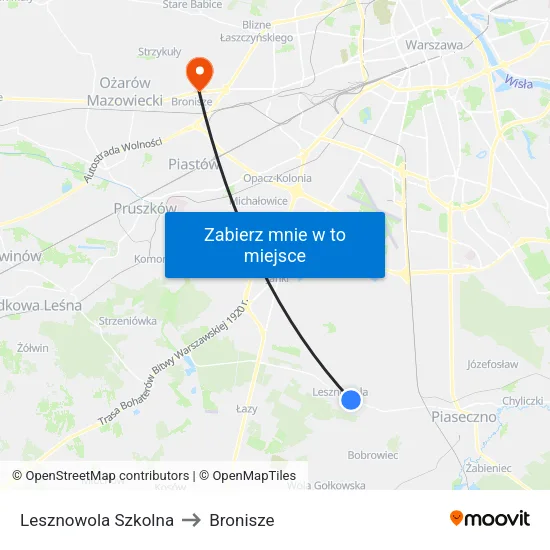 Lesznowola Szkolna to Bronisze map