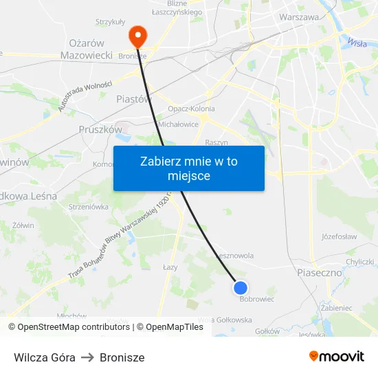Wilcza Góra to Bronisze map