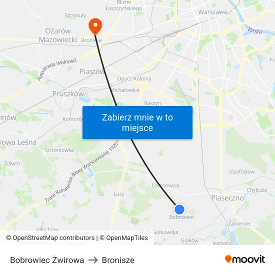 Bobrowiec Żwirowa to Bronisze map