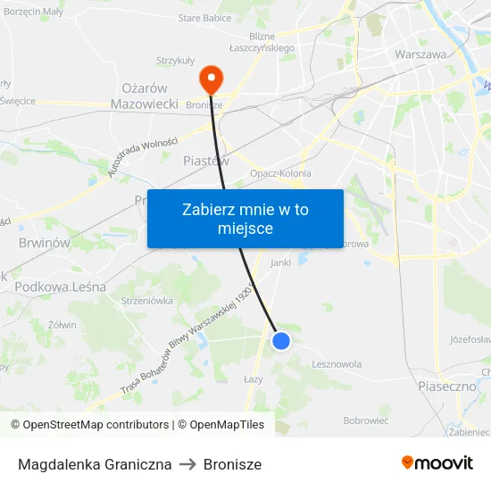 Magdalenka Graniczna to Bronisze map