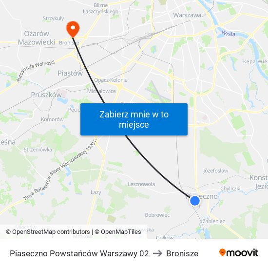 Piaseczno Powstańców Warszawy 02 to Bronisze map