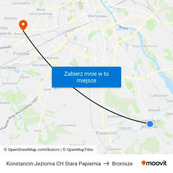 Konstancin-Jeziorna CH Stara Papiernia to Bronisze map