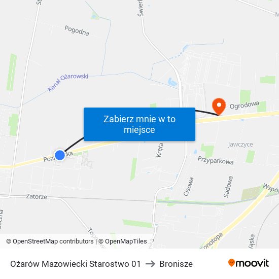 Ożarów Mazowiecki Starostwo 01 to Bronisze map