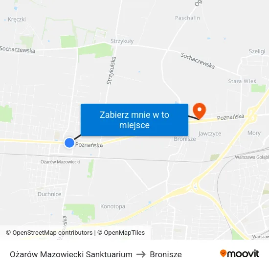Ożarów Mazowiecki Sanktuarium to Bronisze map