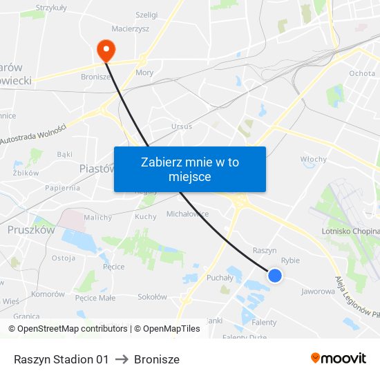 Raszyn Stadion 01 to Bronisze map