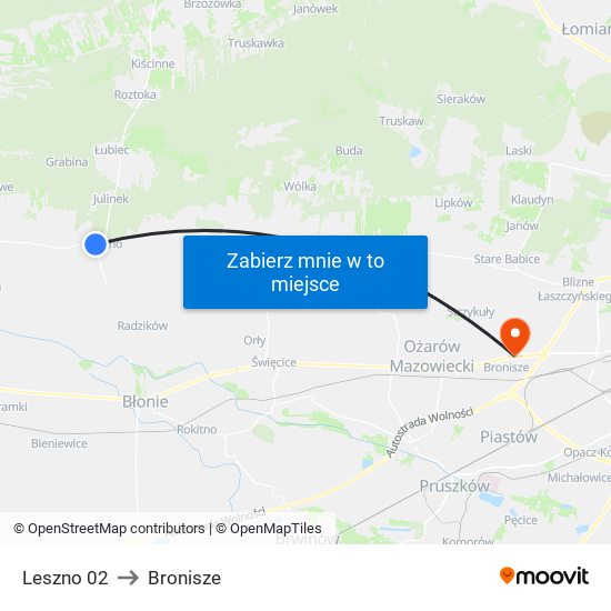 Leszno 02 to Bronisze map