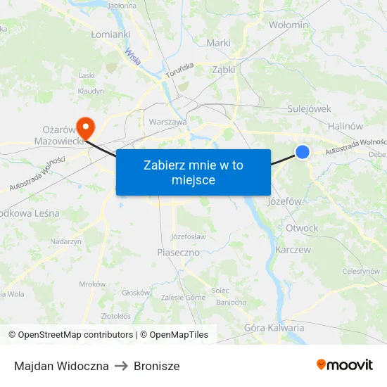 Majdan Widoczna to Bronisze map
