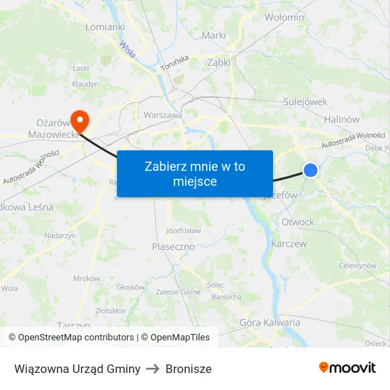 Wiązowna Urząd Gminy to Bronisze map