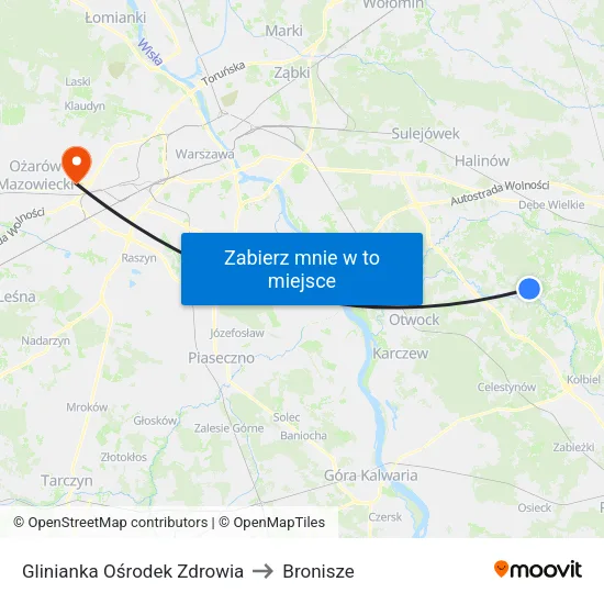 Glinianka Ośrodek Zdrowia to Bronisze map