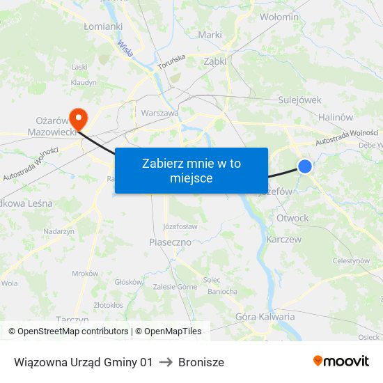 Wiązowna Urząd Gminy 01 to Bronisze map