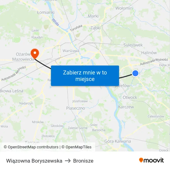 Wiązowna Boryszewska to Bronisze map