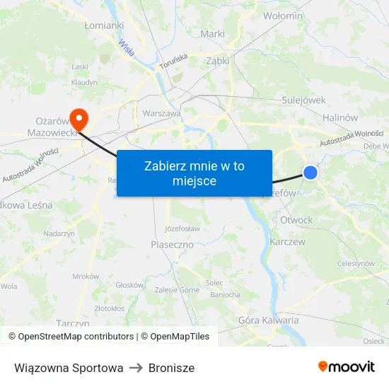 Wiązowna Sportowa to Bronisze map
