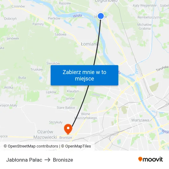 Jabłonna Pałac to Bronisze map