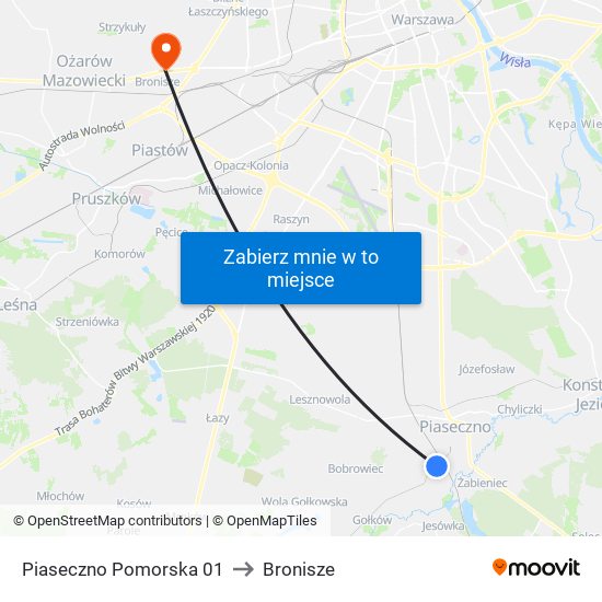 Piaseczno Pomorska 01 to Bronisze map