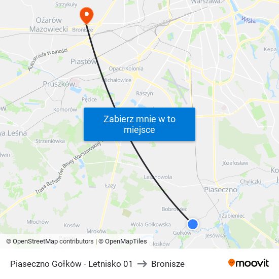 Piaseczno Gołków - Letnisko 01 to Bronisze map