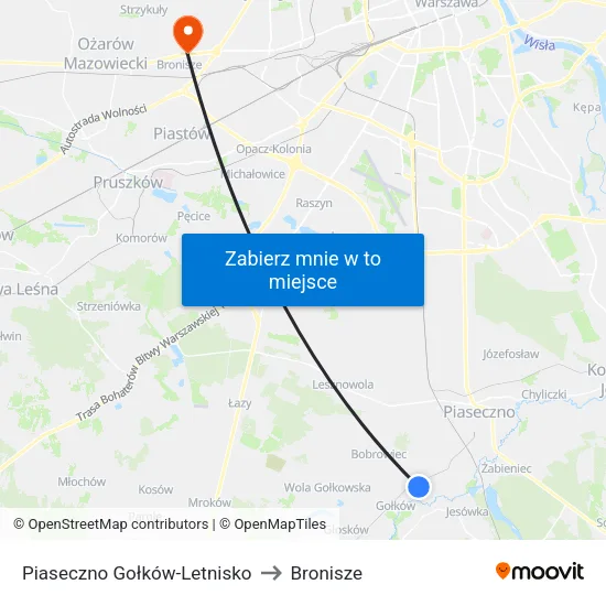 Piaseczno Gołków - Letnisko to Bronisze map