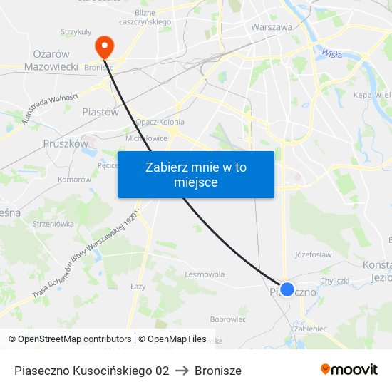 Piaseczno Kusocińskiego 02 to Bronisze map