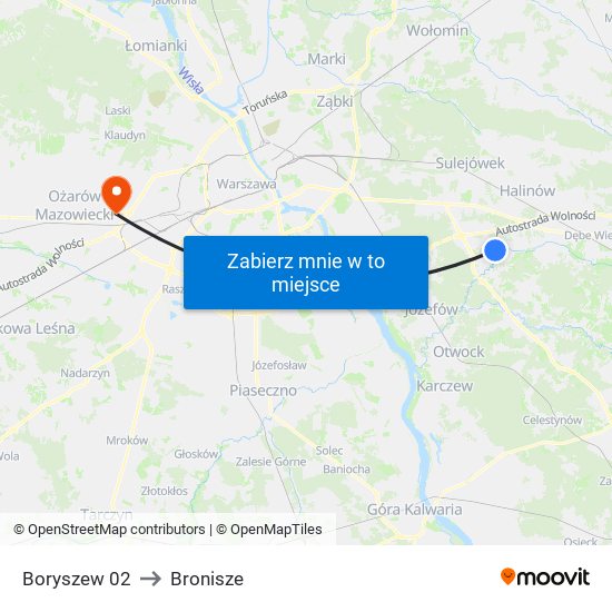 Boryszew 02 to Bronisze map