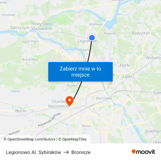 Legionowo Al. Sybiraków to Bronisze map