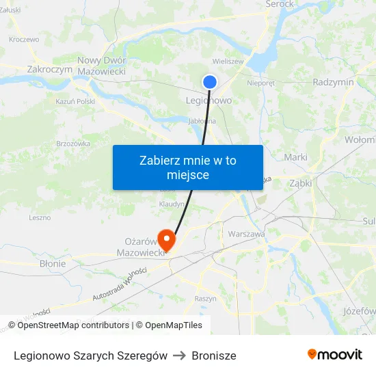 Legionowo Szarych Szeregów to Bronisze map