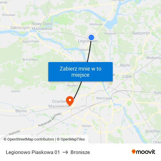 Legionowo Piaskowa 01 to Bronisze map