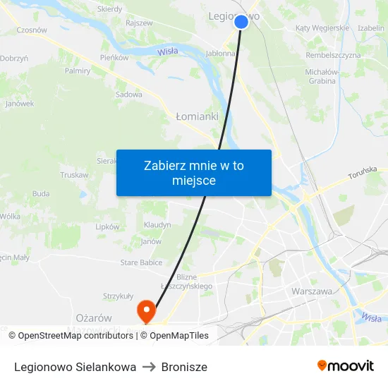 Legionowo Sielankowa to Bronisze map