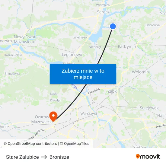 Stare Załubice to Bronisze map
