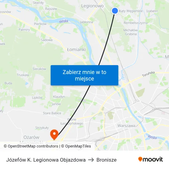 Józefów K. Legionowa Objazdowa to Bronisze map