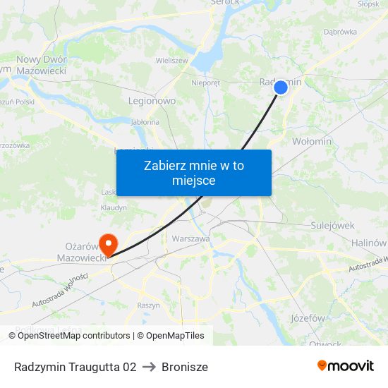 Radzymin Traugutta 02 to Bronisze map