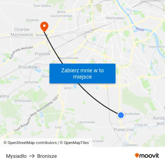 Mysiadło to Bronisze map
