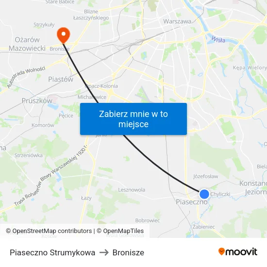 Piaseczno Strumykowa to Bronisze map