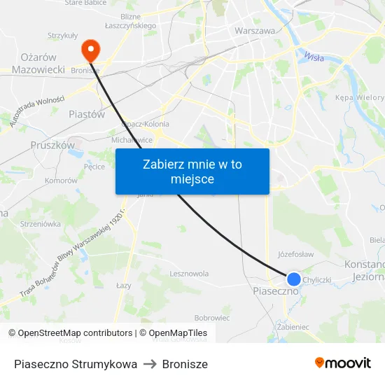 Piaseczno Strumykowa to Bronisze map