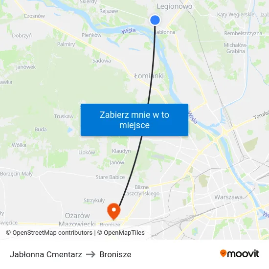 Jabłonna Cmentarz to Bronisze map