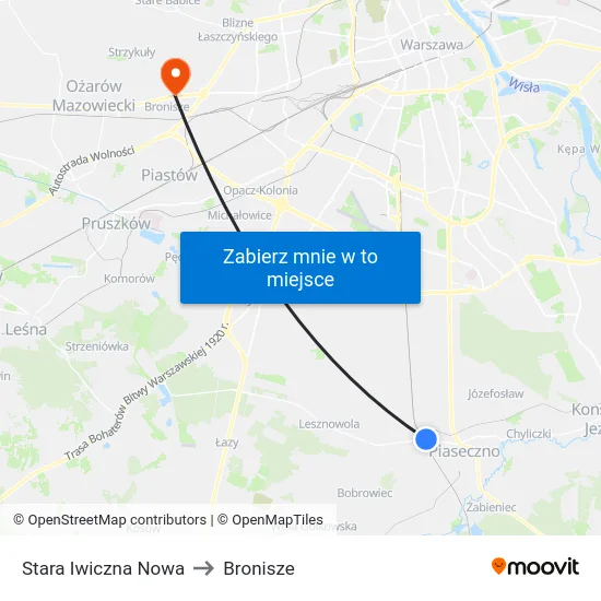 Stara Iwiczna Nowa to Bronisze map