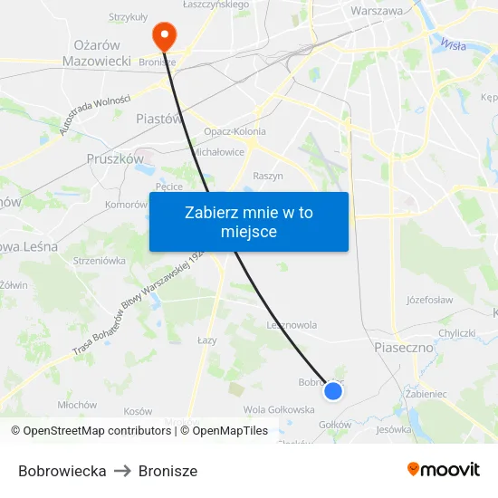 Bobrowiecka to Bronisze map