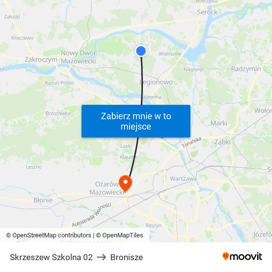 Skrzeszew Szkolna 02 to Bronisze map